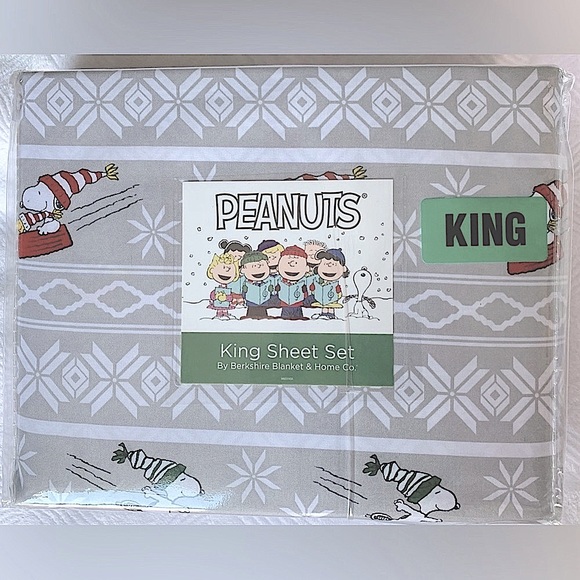 Peanuts Snoopy Winter Fun Sheet Set - King - Picture 1 of 5